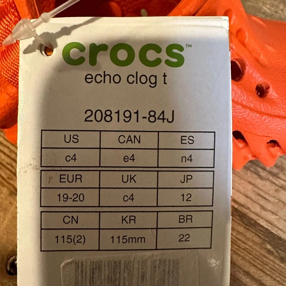 New NWT Little Kids‎ Crocs Echo Orange Comfort Clogs Sandals Shoes Size 4 C